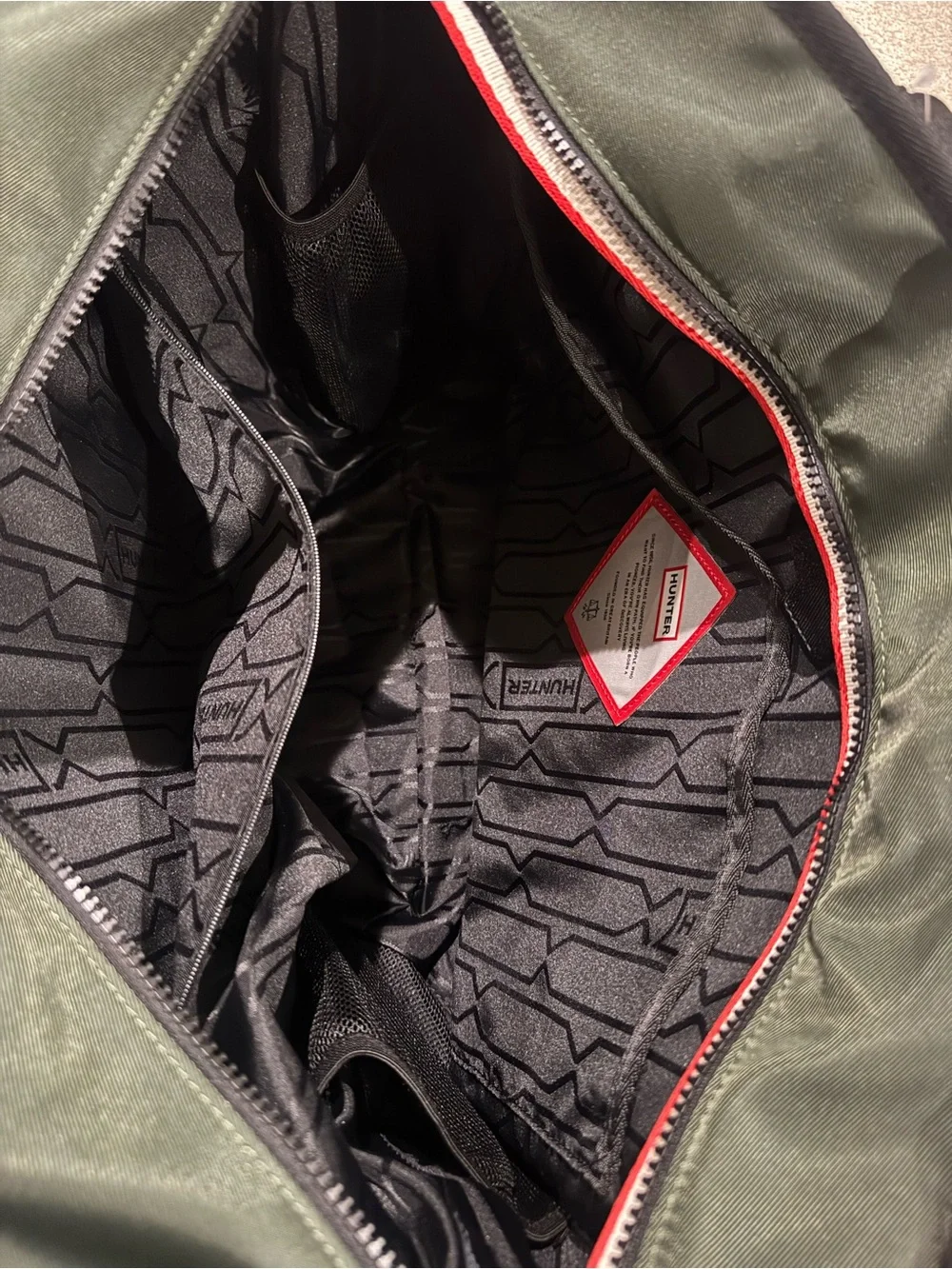Hunter Olive Green Tote Bag with Black Straps